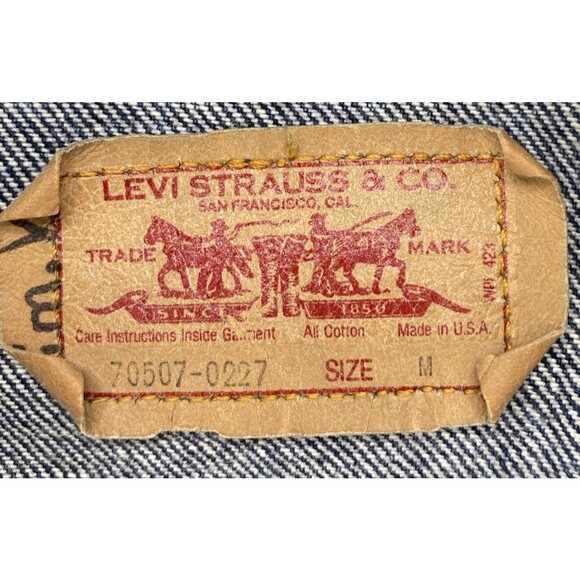 Levi's Denim Trucker Jacket Men's Medium Blue 70507 Made in USA Vintage 1980's - Picture 4 of 16